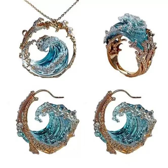 Wave Shape Ring or Earrings