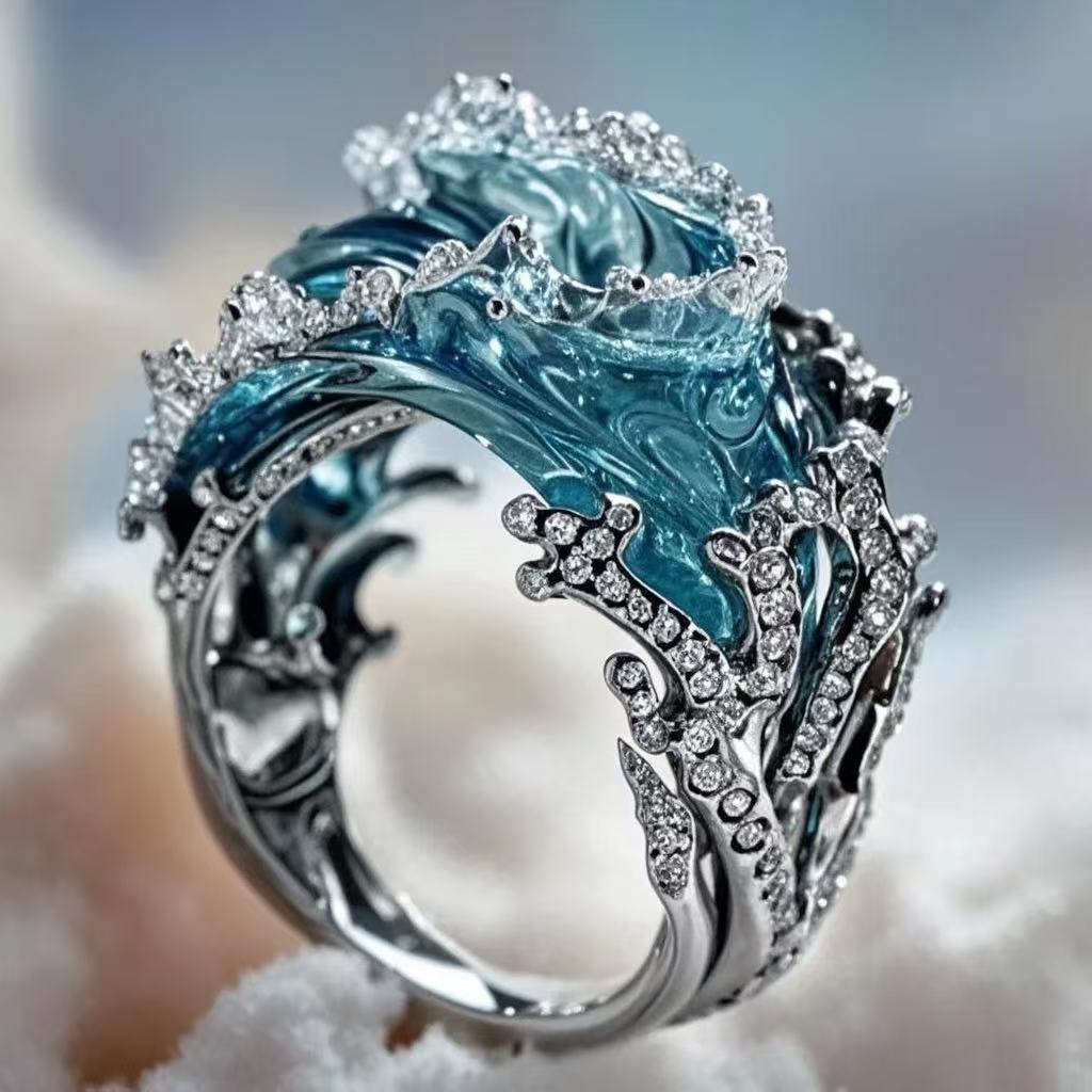 Wave Shape Ring or Earrings