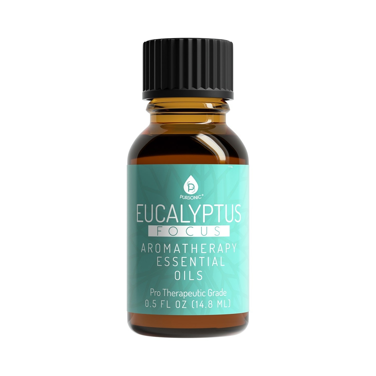 Bottle of Eucalyptus Focus aromatherapy essential oil on a white background