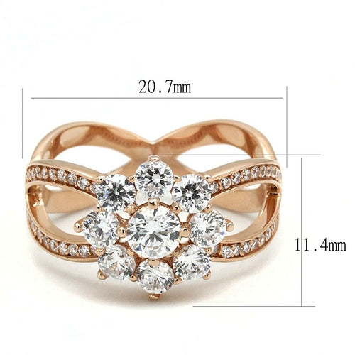 Rose Gold 925 Sterling Silver Ring with AAA Grade CZ
