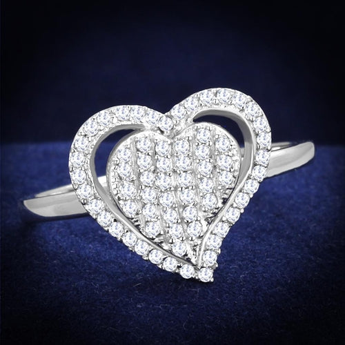 Rhodium 925 Sterling Silver Ring with AAA Grade CZ